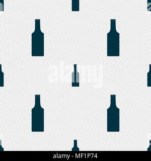 bottle icon sign. Seamless pattern with geometric texture. Vector illustration Stock Vector