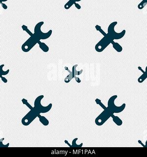 screwdriver, key, settings icon sign. Seamless pattern with geometric texture. Vector illustration Stock Vector