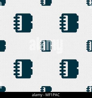 Notepad, calendar icon sign. Seamless pattern with geometric texture. Vector illustration Stock Vector