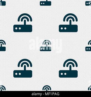 Wi fi router icon sign. Seamless pattern with geometric texture. Vector illustration Stock Vector