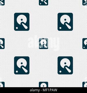 hard disk icon sign. Seamless pattern with geometric texture. Vector illustration Stock Vector