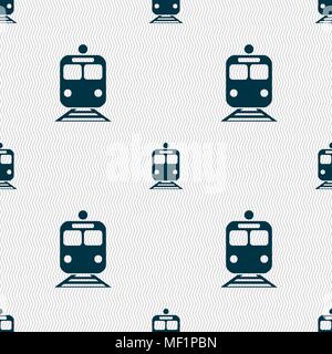 train icon sign. Seamless pattern with geometric texture. Vector illustration Stock Vector