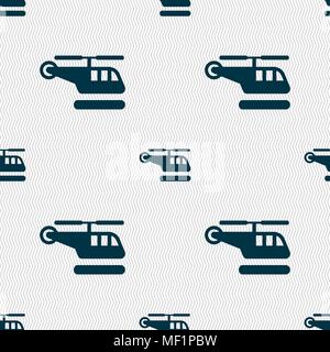 helicopter icon sign. Seamless pattern with geometric texture. Vector illustration Stock Vector
