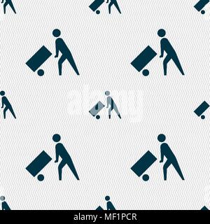 Loader icon sign. Seamless pattern with geometric texture. Vector illustration Stock Vector