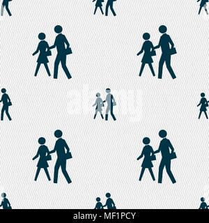 crosswalk icon sign. Seamless pattern with geometric texture. Vector illustration Stock Vector