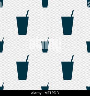 cocktail icon sign. Seamless pattern with geometric texture. Vector illustration Stock Vector
