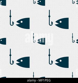 Fishing icon sign. Seamless pattern with geometric texture. Vector illustration Stock Vector