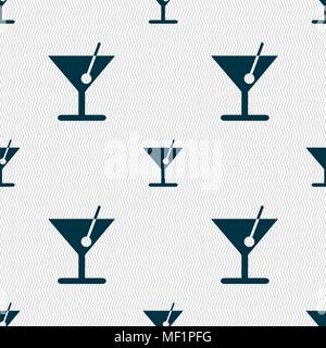 cocktail icon sign. Seamless pattern with geometric texture. Vector illustration Stock Vector