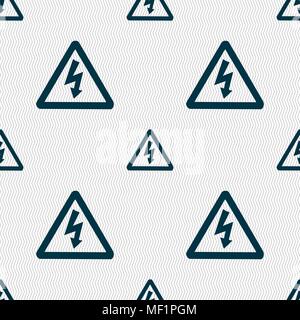 voltage icon sign. Seamless pattern with geometric texture. Vector illustration Stock Vector