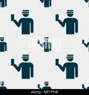 Inspector icon sign. Seamless pattern with geometric texture. Vector illustration Stock Vector
