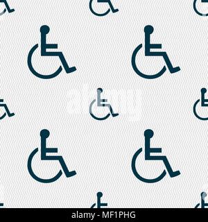 disabled icon sign. Seamless pattern with geometric texture. Vector illustration Stock Vector