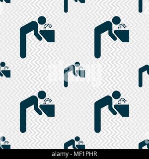 drinking fountain icon sign. Seamless pattern with geometric texture. Vector illustration Stock Vector