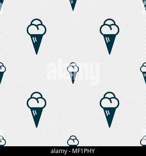 ice cream icon sign. Seamless pattern with geometric texture. Vector illustration Stock Vector