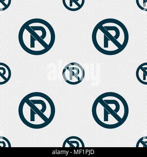 No parking icon sign. Seamless pattern with geometric texture. Vector illustration Stock Vector