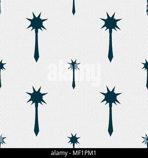 Mace icon sign. Seamless pattern with geometric texture. Vector illustration Stock Vector
