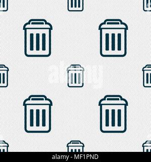 the trash icon sign. Seamless pattern with geometric texture. Vector illustration Stock Vector