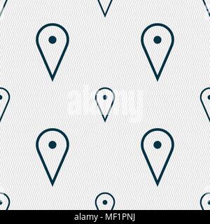 map poiner icon sign. Seamless pattern with geometric texture. Vector illustration Stock Vector