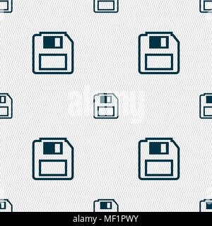 floppy disk icon sign. Seamless pattern with geometric texture. Vector illustration Stock Vector