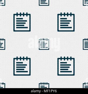 Notepad icon sign. Seamless pattern with geometric texture. Vector illustration Stock Vector