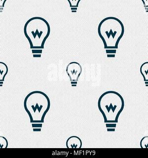 Light bulb icon sign. Seamless pattern with geometric texture. Vector illustration Stock Vector