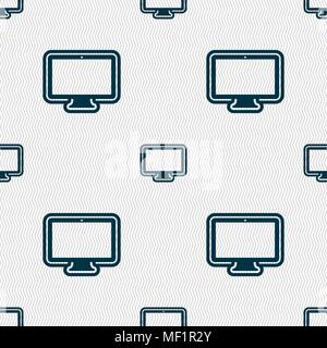 monitor icon sign. Seamless pattern with geometric texture. Vector illustration Stock Vector