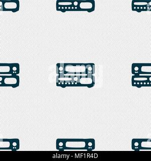 radio, receiver, amplifier icon sign. Seamless pattern with geometric texture. Vector illustration Stock Vector