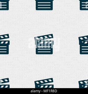 Cinema Clapper  icon sign. Seamless pattern with geometric texture. Vector illustration Stock Vector