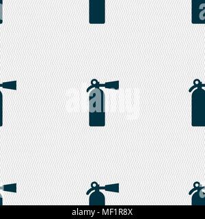 fire extinguisher icon sign. Seamless pattern with geometric texture. Vector illustration Stock Vector