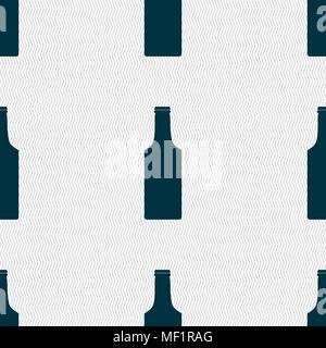 bottle icon sign. Seamless pattern with geometric texture. Vector illustration Stock Vector
