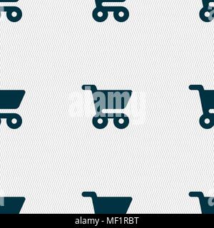 shopping basket icon sign. Seamless pattern with geometric texture. Vector illustration Stock Vector