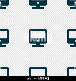 monitor icon sign. Seamless pattern with geometric texture. Vector illustration Stock Vector