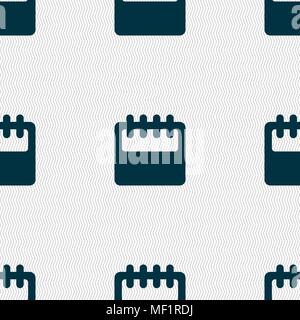Notepad, calendar icon sign. Seamless pattern with geometric texture. Vector illustration Stock Vector