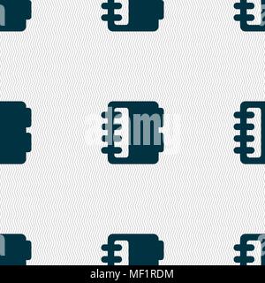 Notepad, calendar icon sign. Seamless pattern with geometric texture. Vector illustration Stock Vector