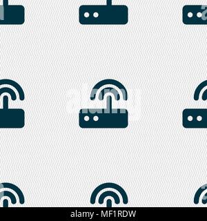 Wi fi router icon sign. Seamless pattern with geometric texture. Vector illustration Stock Vector