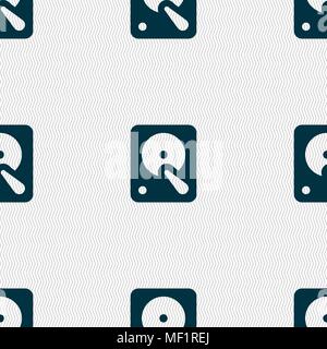 hard disk icon sign. Seamless pattern with geometric texture. Vector illustration Stock Vector