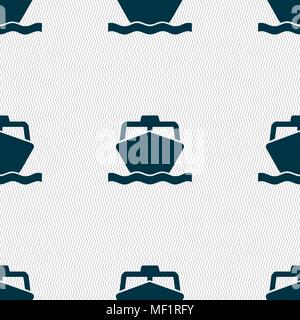 the boat icon sign. Seamless pattern with geometric texture. Vector illustration Stock Vector