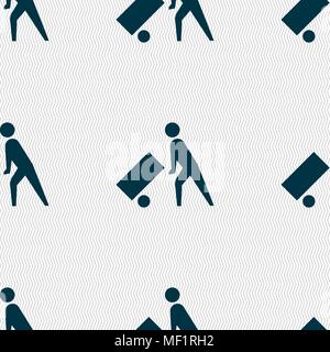 Loader icon sign. Seamless pattern with geometric texture. Vector illustration Stock Vector
