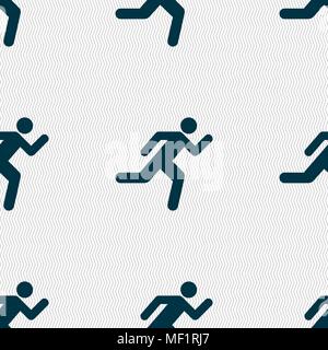 running man icon sign. Seamless pattern with geometric texture. Vector illustration Stock Vector