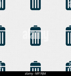 The trash icon sign. Seamless pattern with geometric texture. Vector illustration Stock Vector