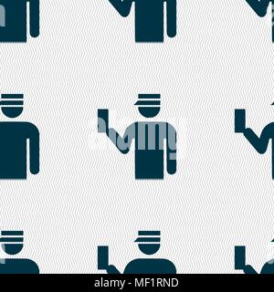 Inspector icon sign. Seamless pattern with geometric texture. Vector illustration Stock Vector