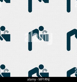 drinking fountain icon sign. Seamless pattern with geometric texture. Vector illustration Stock Vector
