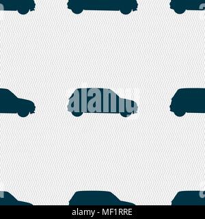 Jeep icon sign. Seamless pattern with geometric texture. Vector illustration Stock Vector