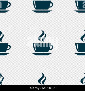 tea, coffee icon sign. Seamless pattern with geometric texture. Vector illustration Stock Vector