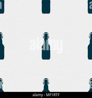 bottle icon sign. Seamless pattern with geometric texture. Vector illustration Stock Vector
