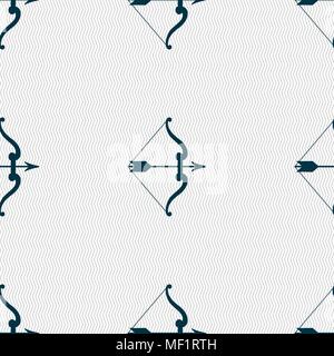 bow and arrow icon sign. Seamless pattern with geometric texture. Vector illustration Stock Vector