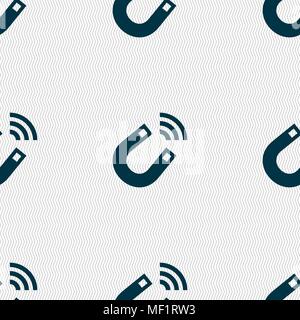 Magnet icon sign. Seamless pattern with geometric texture. Vector illustration Stock Vector