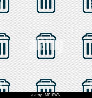 the trash icon sign. Seamless pattern with geometric texture. Vector illustration Stock Vector