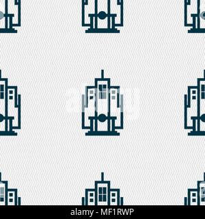 skyscraper icon sign. Seamless pattern with geometric texture. Vector illustration Stock Vector