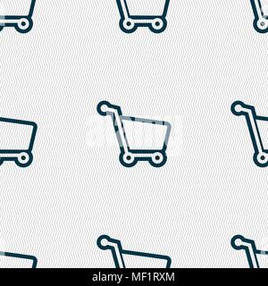 Shopping cart icon sign. Seamless pattern with geometric texture. Vector illustration Stock Vector