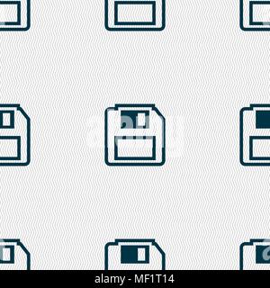 floppy disk icon sign. Seamless pattern with geometric texture. Vector illustration Stock Vector
